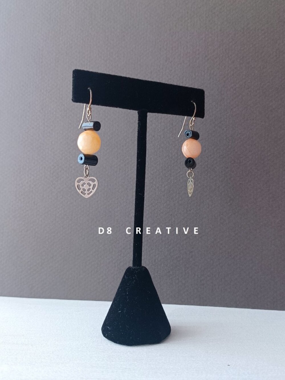 Drop style agate & coral sterling silver Earring
